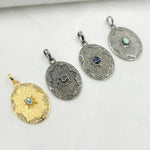 Load image into Gallery viewer, DP253. Diamond & Sterling Silver Oval Pendant with Gemstone