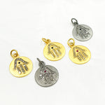 Load image into Gallery viewer, DC217. Diamond & Sterling Silver Round Hamsa Charm