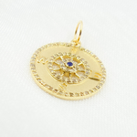 Load image into Gallery viewer, 14K Solid Gold Diamond Compass Circle Charm. GDP433