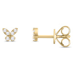 Load image into Gallery viewer, ER421140. 14K Solid Gold Diamond Butterfly Studs