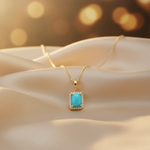 Load image into Gallery viewer, CMD00365TQ8X6. 14K Solid Gold Rectangular-Shaped Turquoise and Diamond Charm