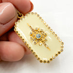 Load image into Gallery viewer, DP428A. Diamond Sterling Silver Rectangle Enamel Pendant with Gemstone