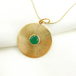 Load image into Gallery viewer, 14K Solid Gold Circle Charm with Stone in the Center. CGDP52