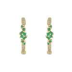 Load image into Gallery viewer, EHC56871EM. 14K Solid Gold Diamond and Emerald Hoops