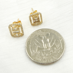 Load image into Gallery viewer, OJ6527. 14K Solid Gold Diamond Rectangle Earrings