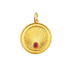 Load image into Gallery viewer, 14K Solid Gold Gemstone Circle Charm. GDP303