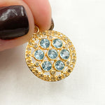 Load image into Gallery viewer, Diamond Sterling Silver Round Flower Pendant with Gemstone