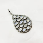 Load image into Gallery viewer, DSP022. Diamond Sterling Silver Drop Pendant With Gemstone