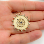 Load image into Gallery viewer, GDP559. 14K Solid Gold Circle Charm with Star in the Center with Diamonds and Gemstone