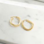 Load image into Gallery viewer, GER93. 14K Hollow Gold Flat & Twisted Hoop Earrings