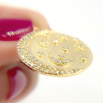 Load image into Gallery viewer, Diamond Round Moon and Stars Charm