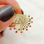Load image into Gallery viewer, 14k Solid Gold Diamond and Gemstones Eye Charm. GDP527