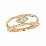 Load image into Gallery viewer, 14K Solid Gold Baguette Diamond Double Band Ring.