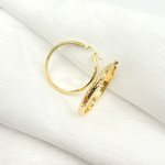 Load image into Gallery viewer, GER160. 14K Solid Gold Hollow Diamond Cut Hollow Hoop Earrings
