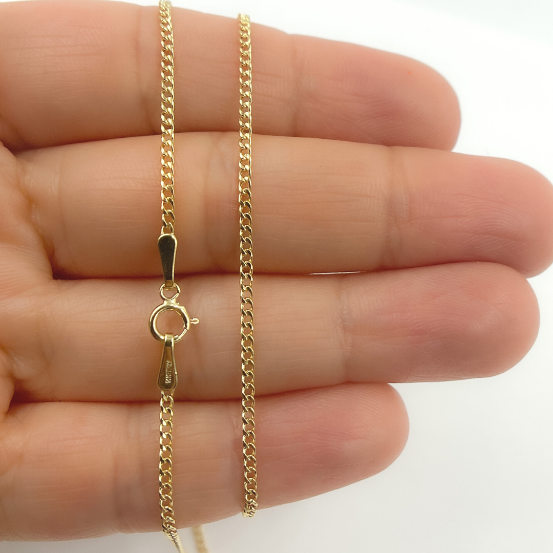 Solid Gold Flat Curb Necklace
