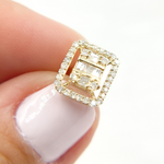 Load image into Gallery viewer, OJ6527. 14K Solid Gold Diamond Rectangle Earrings