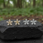 Load image into Gallery viewer, ER413387. 14K Solid Gold Diamond Flower Studs