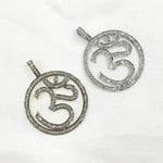 Load image into Gallery viewer, DP031. Diamond Sterling Silver OM Symbol Round Pendant