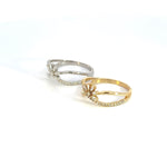 Load image into Gallery viewer, 14k Solid Gold Diamond Flower Cross Band Ring.