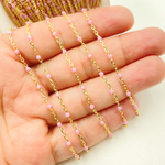 Load image into Gallery viewer, Gold Plated Sterling Silver Enamel Rose Color Cable Chains