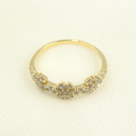 Load image into Gallery viewer, 14K Solid Gold Diamond Flowers Band Ring.