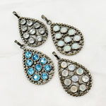 Load image into Gallery viewer, DSP03. Diamond Sterling Silver Tear Drop Shape Pendant with Gemstone
