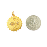 Load image into Gallery viewer, 14K Solid Gold Sun Shape Pendant with Diamonds. GDP341