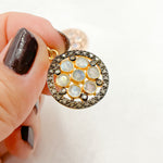 Load image into Gallery viewer, Sterling Silver Round Flower Pendant with Gemstone