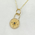 Load image into Gallery viewer, Solid Gold Diamond and Blue Sapphire Compass Charm