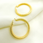 Load image into Gallery viewer, GER52. 14K Solid Gold Textured Hollow Hoop Earrings – Classic Round Hoops