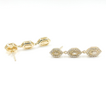 Load image into Gallery viewer, 14K Solid Gold and Diamonds 3 Hexagons Dangle Earrings. EFH52033
