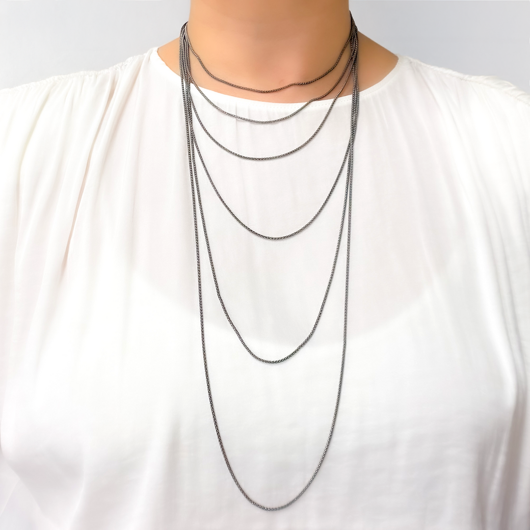 Black Sterling Silver Popcorn Necklace