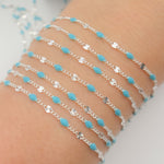 Load image into Gallery viewer, V269TURSS. Sterling Silver Turquoise Color Enamel  Marina Link Chain