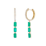 Load image into Gallery viewer, EFE53736. 14k Solid Gold Diamond and Gemstoone Dangle Rectangle Earrings