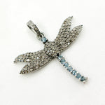 Load image into Gallery viewer, DP384. Diamond Sterling Silver Dragonfly Pendant with Gemstone
