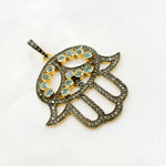 Load image into Gallery viewer, DP2005. Diamond Sterling Silver Hamsa Pendant with Gemstone