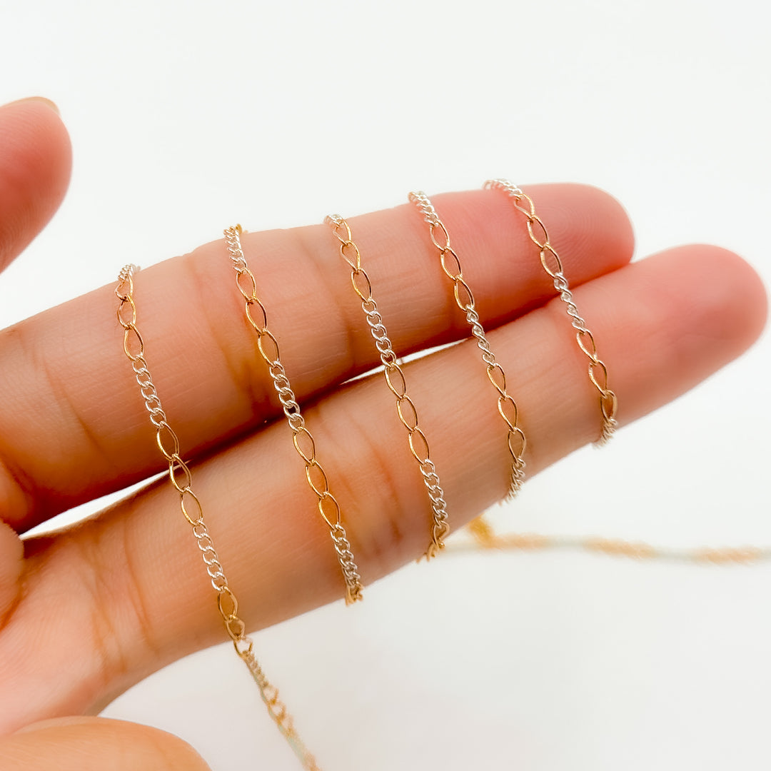 1653CTT.  Gold Filled and Sterling Silver Long and Short Link Chain