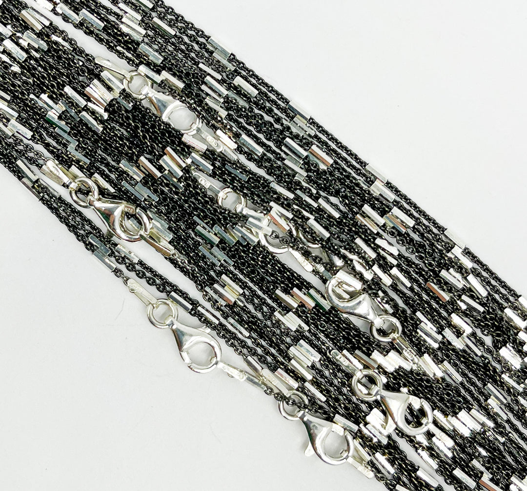 Cable Oxidized Black and Silver Chain with tubes. Z9SBFNecklace
