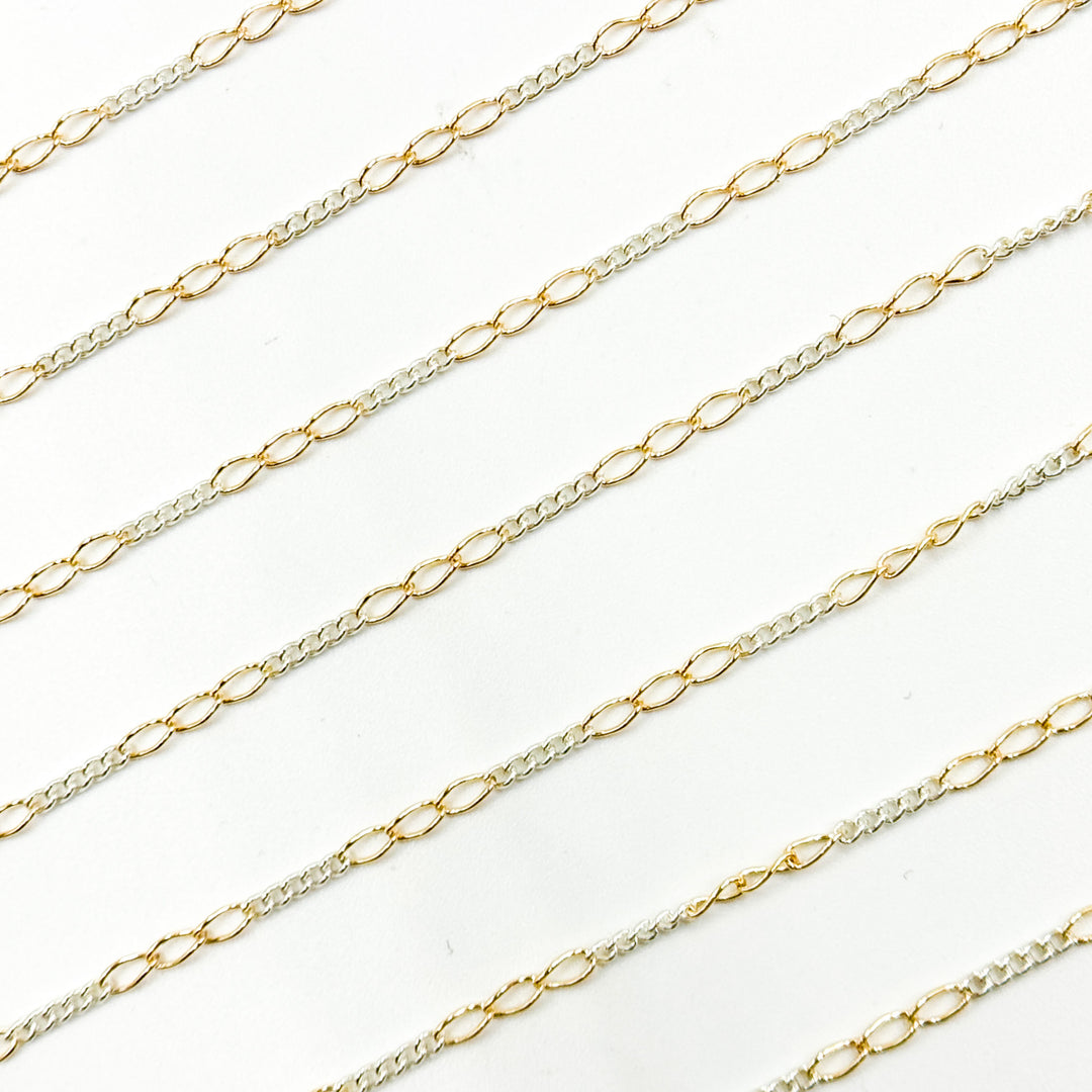 1653CTT.  Gold Filled and Sterling Silver Long and Short Link Chain