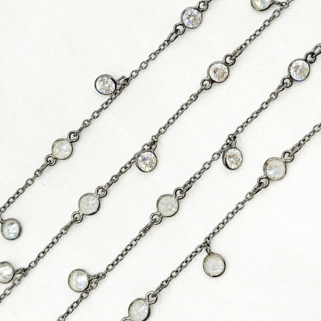 Cubic Zirconia Round Shape Dangle and connected Wire Chain. CZ69