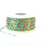 Load image into Gallery viewer, V250-TURGF. 14k Gold Filled Turquoise Color Enamel Satellite Cable Chain