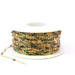 Load image into Gallery viewer, V295OGGF. 14K Gold Filled Olive Green Color Enamel with Paperclip and Diamond Cut Marina Links