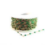 Load image into Gallery viewer, V250GRGF. Gold Filled Green Color Enamel Cable Chain