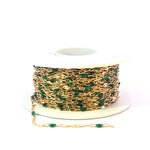 Load image into Gallery viewer, V295GRGF. 14K Gold Filled Green Color Enamel with Paperclip and Diamond Cut Marina Links