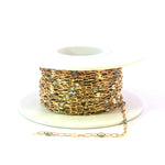 Load image into Gallery viewer, V295OP3GF. 14K Gold Filled Green Shade Opal Enamel Chain with Paperclip and Diamond Cut Marina Links