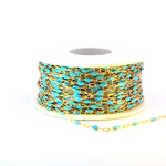 Load image into Gallery viewer, V250-TURGF. 14k Gold Filled Turquoise Color Enamel Satellite Cable Chain
