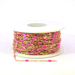 Load image into Gallery viewer, V295PKGF. 14K Gold Filled Pink Color Enamel with Paperclip and Diamond Cut Marina Links