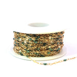 Load image into Gallery viewer, V295OGGF. 14K Gold Filled Olive Green Color Enamel with Paperclip and Diamond Cut Marina Links