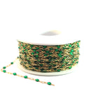 Load image into Gallery viewer, V250GRGF. Gold Filled Green Color Enamel Cable Chain