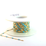 Load image into Gallery viewer, V269TURGF. Gold Filled Turquoise Color Enamel Marina Link Chain